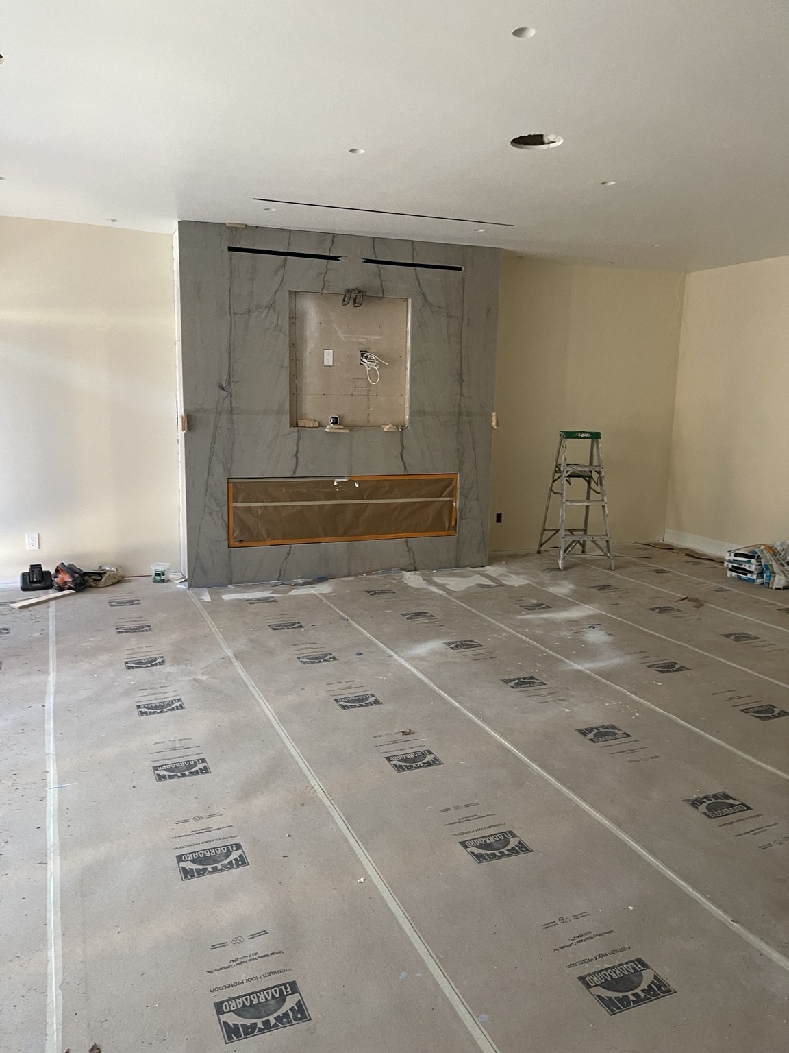 Fireplace feature wall and interior finishes taking shape