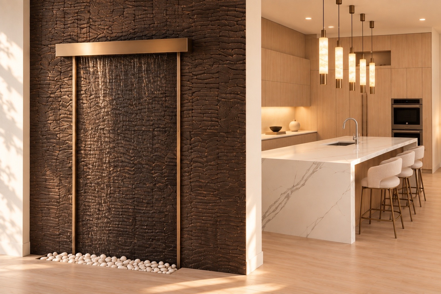 Water feature beside the kitchen