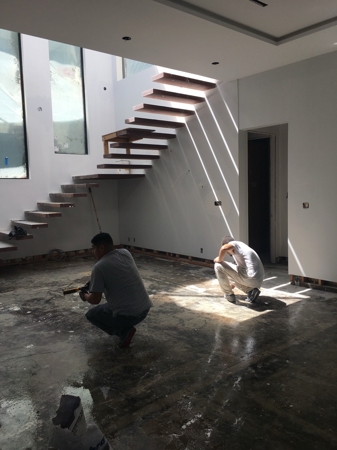 Staircase and interior during construction