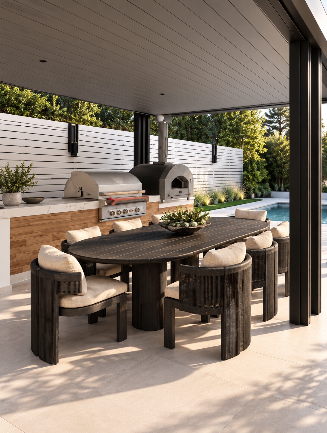 Covered outdoor dining area