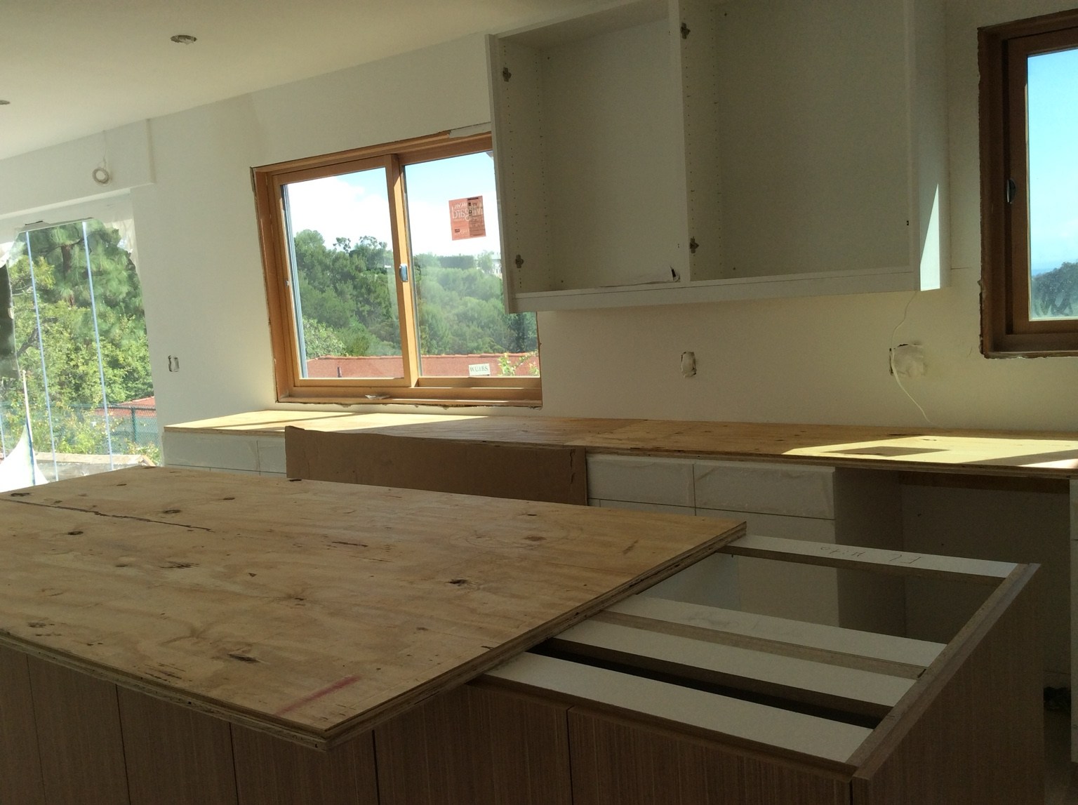 Kitchen cabinetry during construction
