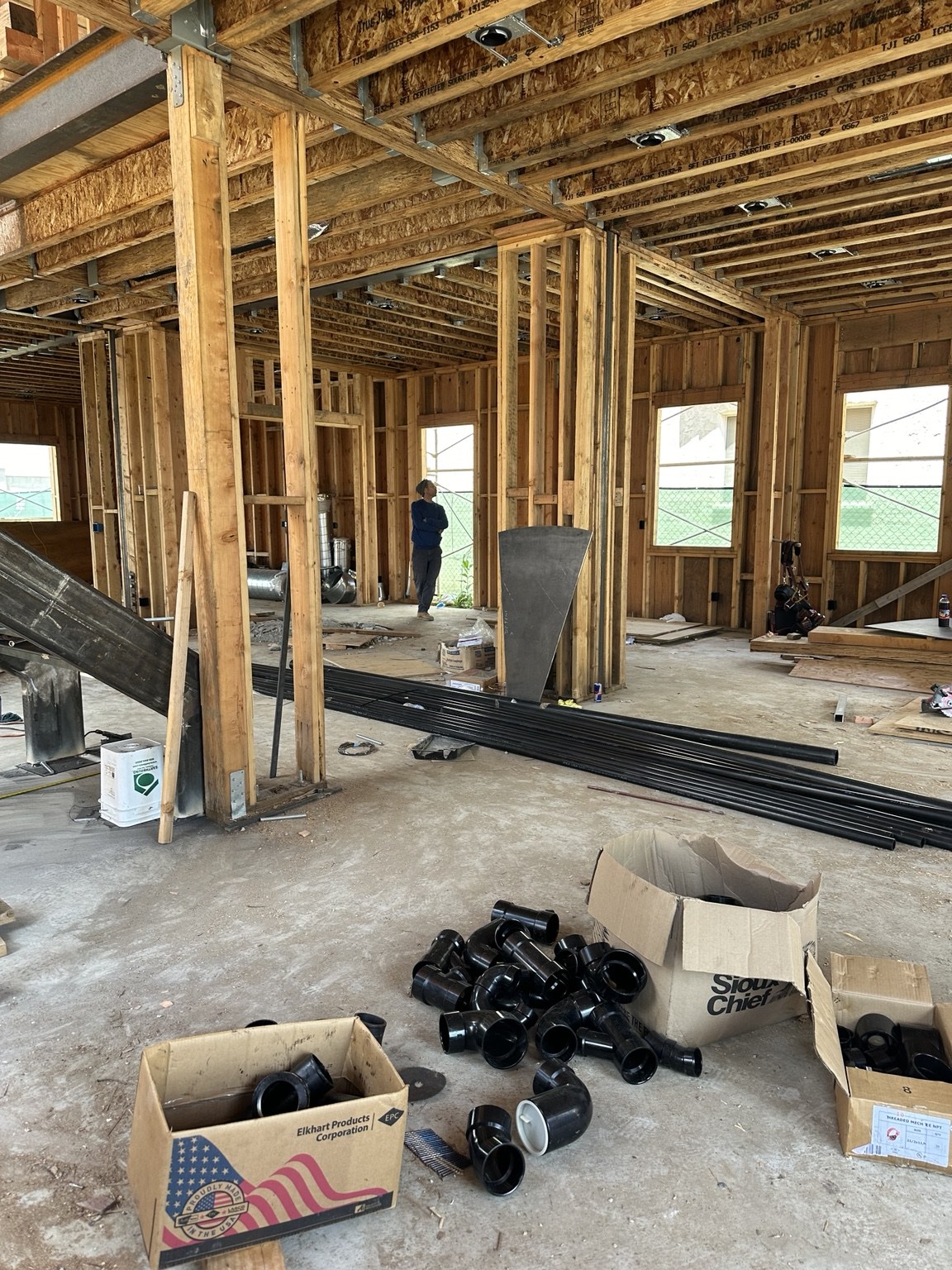 Interior stripped back to the framing